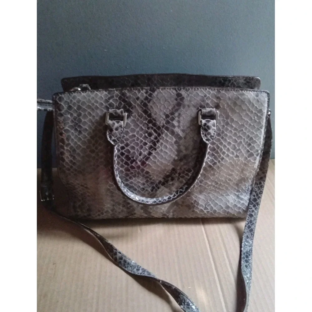 Michael Kors Snakeskin Embossed‎ Leather Satchel Crossbody Bag Purse